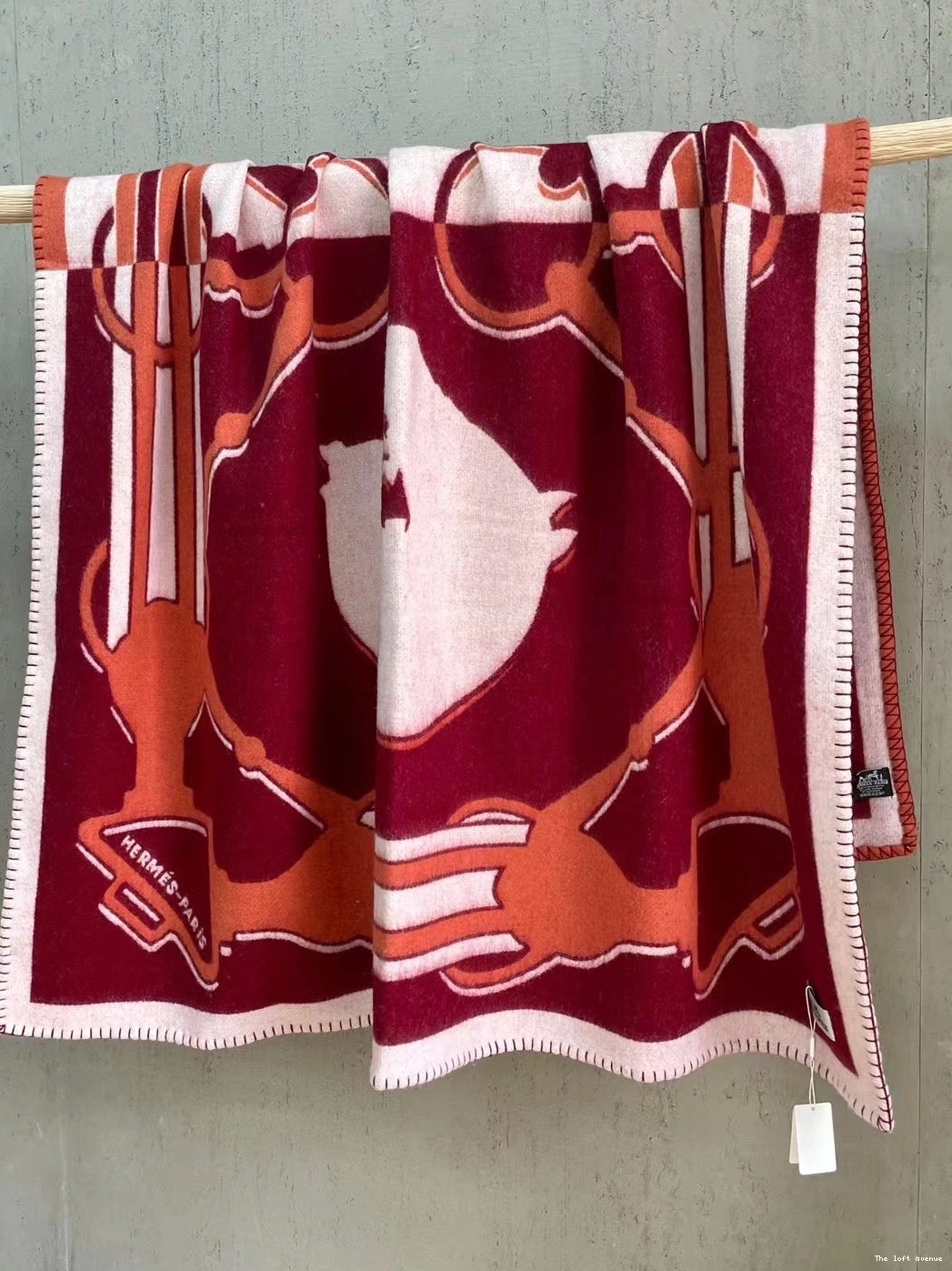 HERMES BLANKET TATERSALE WOOL THROW 0804
